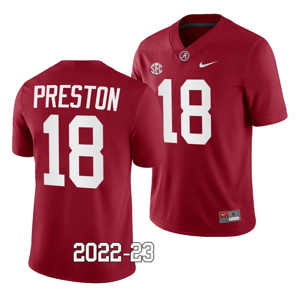 Men's Alabama Crimson Tide Shazz Preston #18 Crimson 2022-23 NCAA College Football Jersey